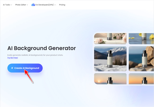 picwish click create ai background 