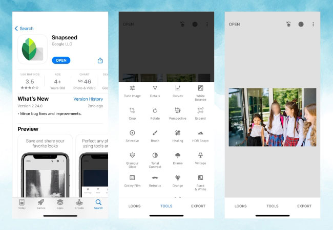 how to blur face on iPhone using snapseed